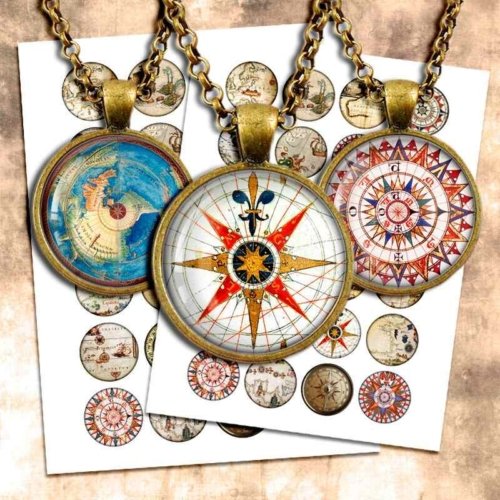 Printable Compass Rose Digital Collage Sheet