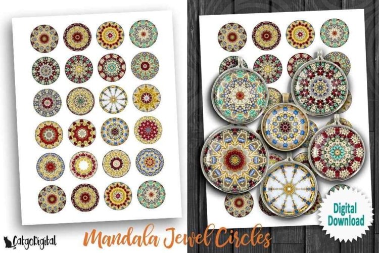 Printable Digital Collage Sheets Mandala