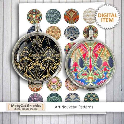 Printable Download Art Nouveau pattern Circles