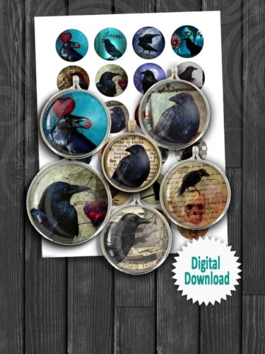 Printable Raven Images Digital Collage Sheets