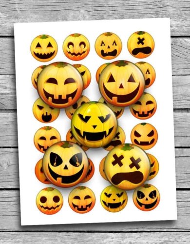 Pumpkin Faces Halloween Printable Digital Collage Sheet