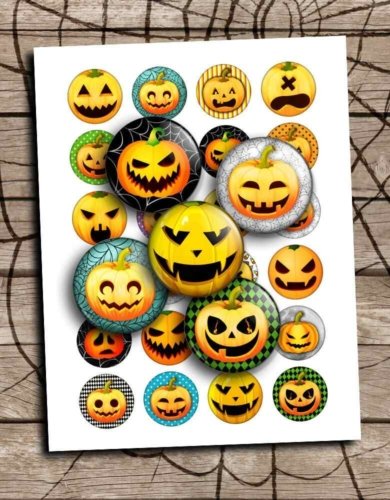 Pumpkin Round Circles Halloween Printable Collage Sheet
