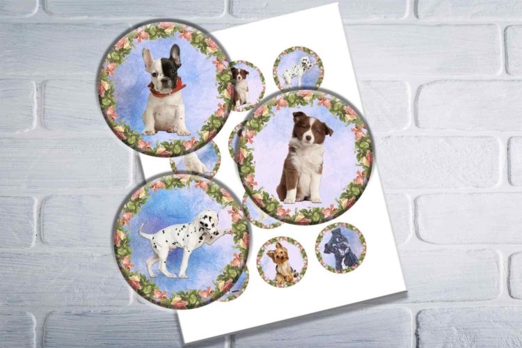 Puppy Dog Digital Collage Sheet Images for Jewelry Making