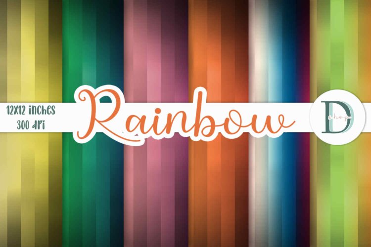 Rainbow Colored Stripe Digital Scrapbooking Paper Pack