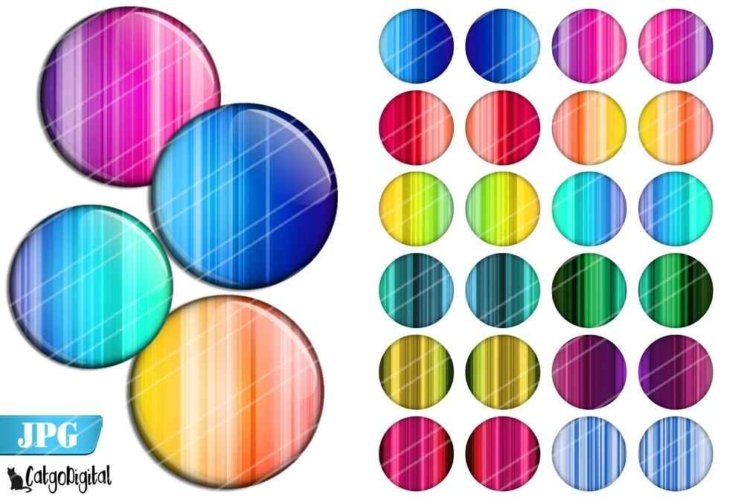 Rainbow Stripes Bottle cap images Digital Collage sheet