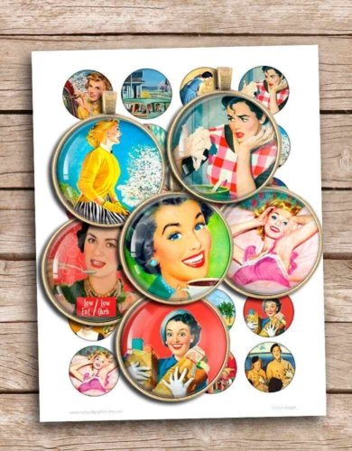 Retro Housewife Printable images Digital Collage Sheet