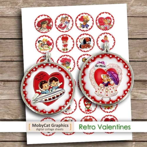 Retro Valentines Bottle Cap Images