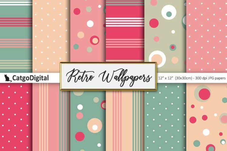 Retro Wallpapers Scrapbooking Digital Papers