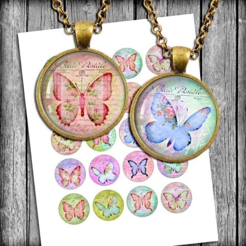 Romantic Butterflies Printable Digital Collage Sheet