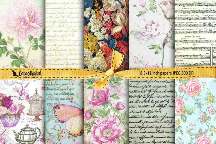 Romantic large papers for Scrapbooking