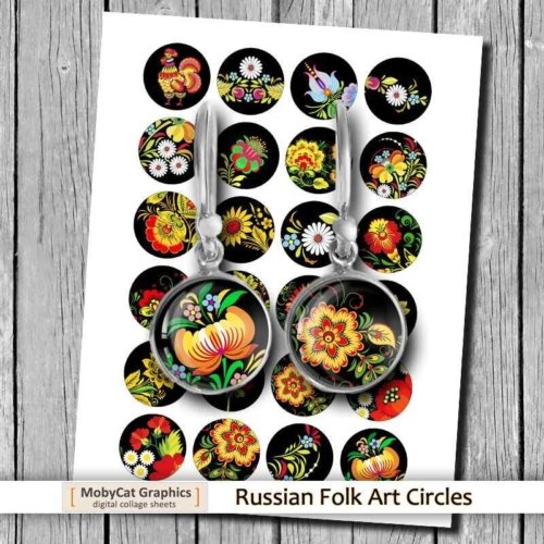 Russian Folk Art Printable images Digital Collage Sheet