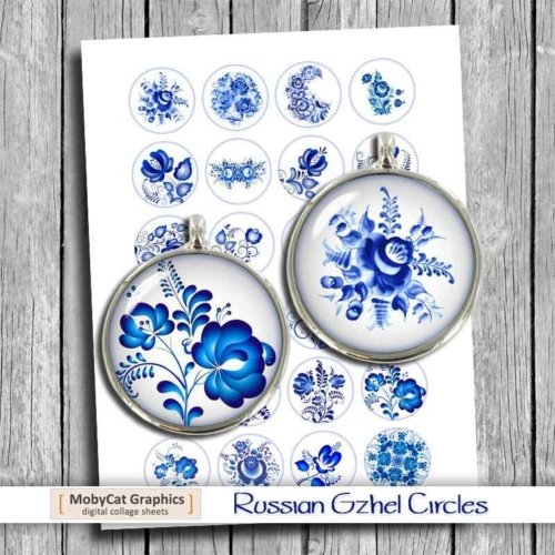 Russian Gzhel Printable Circle