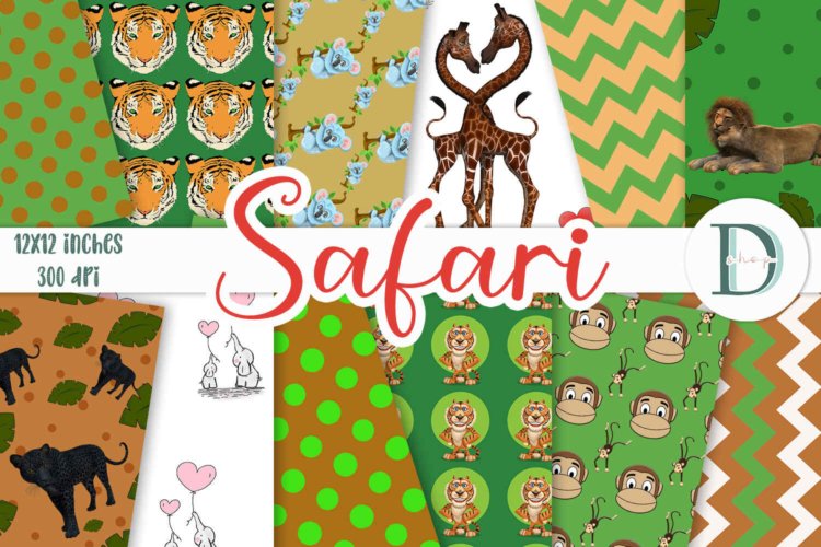 Safari Scrapbook Papers Jungle Papers for Baby Shower