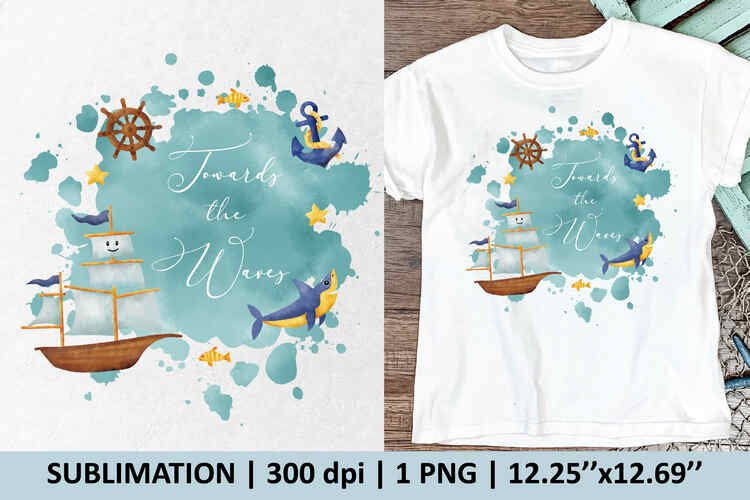 Towards the Waves – 1 sublimation design – 1 PNG
