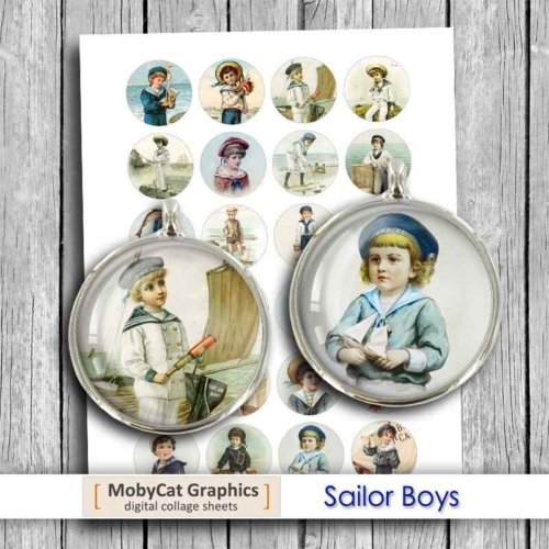 Sailor Boys Printable Round Pendants