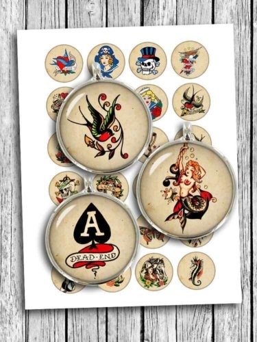 Sailor Tattoos Printable Circle Bottle cap images