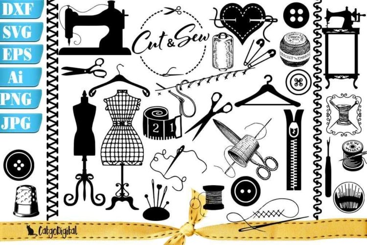Sewing Silhouettes Clipart