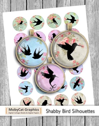 Shabby Bird Silhouettes Printable Collage Sheet