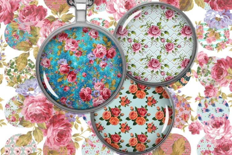 Shabby Chic Digital Collage Sheet Flower Pattern for Prints