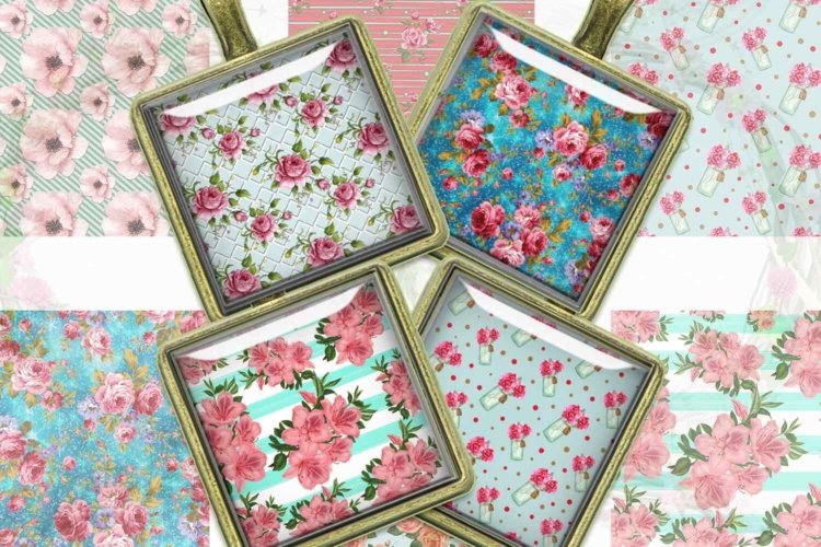 Shabby Chic Digital Collage SheetFlowers Squares