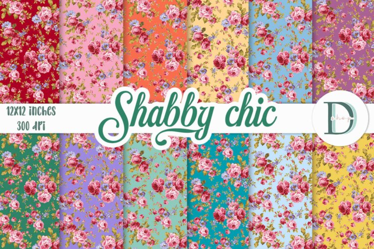 Shabby Chic Digital Scrapbook Papers Flowers Printables