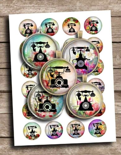 Shabby Telephones Printable Pendant Images