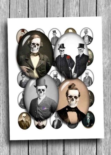Skeleton Gentleman Oval Images Digital Collage Sheet