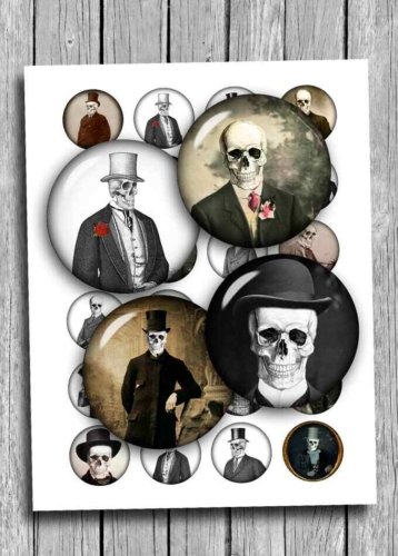 Skeleton Gentleman Printable Button Images
