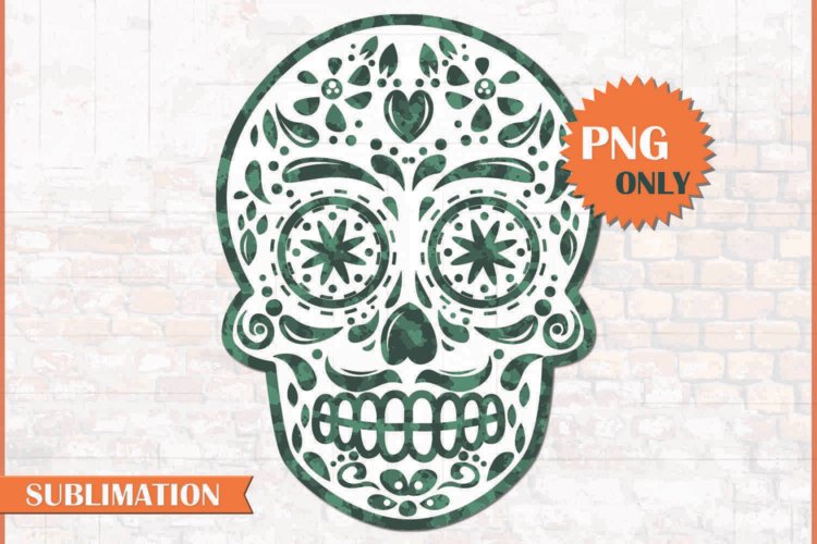 Skull Floral Camouflage PNG Design For T-shirts