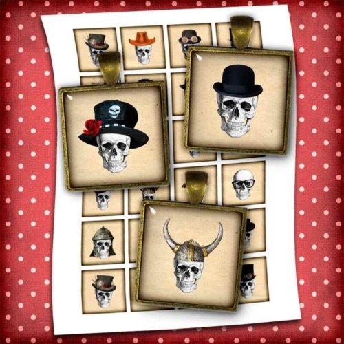 Skulls Square Images Digital Collage Sheets