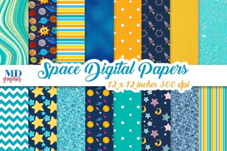 Space Digital Scrapbooking Papers and Backgrounds