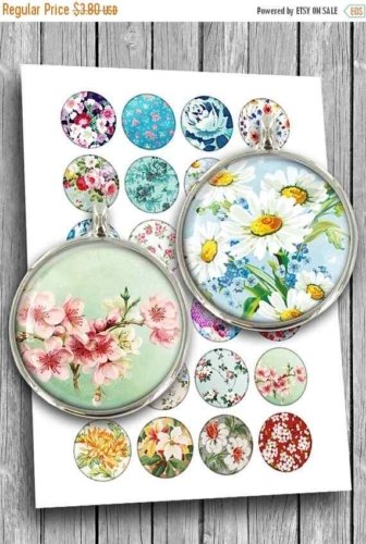 Spring Flowers Printable Circle Pendants