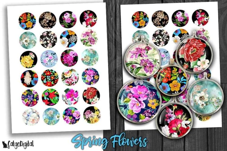 Spring Flowers Printable Digital Collage Sheets