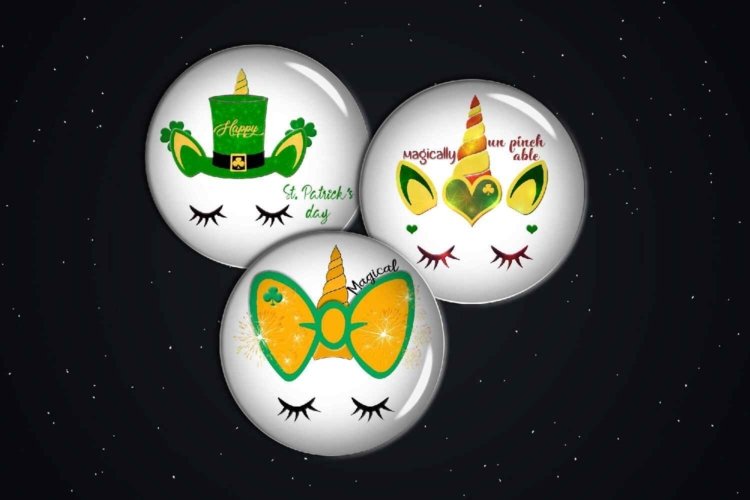 St. Patrick’s Day Digital Unicorn Circle Images Printa