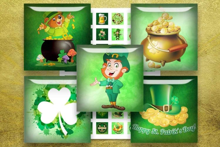 St.Patrick’s Day Digital Collage Sheet Circles Images