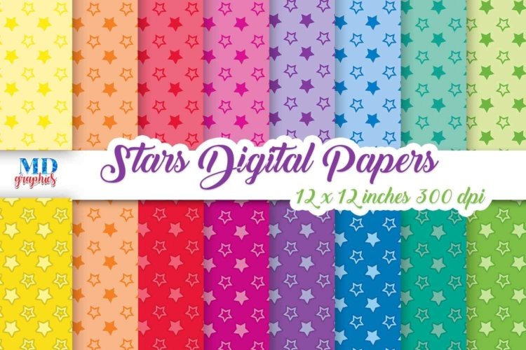 Stars Scrapbook Papers Colorful Printables