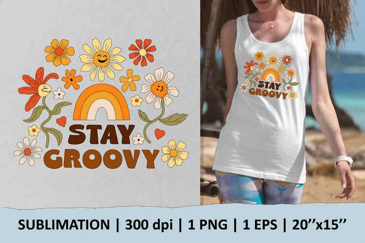 Stay Groovy with dancing daisies – 1 sublimation desig