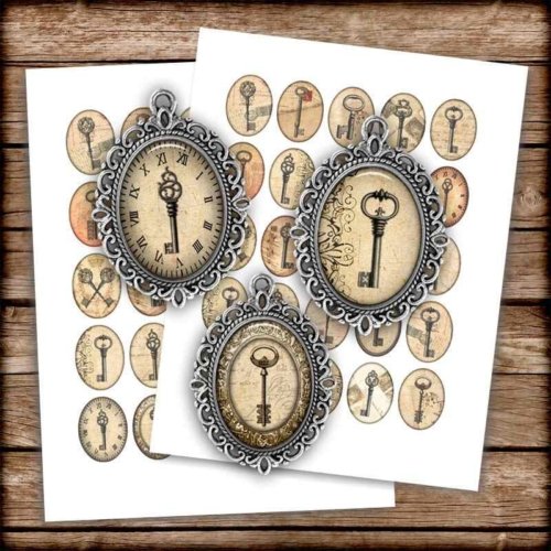 Steampunk Keys Oval Printable Images