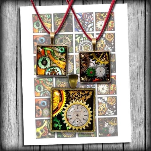 Steampunk Square Printable Collage Sheet
