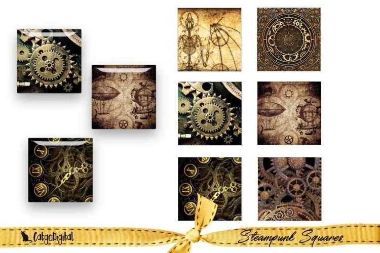 Steampunk Square printable images
