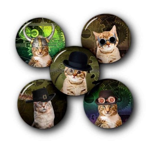 Steampunk cats Button Printable Images