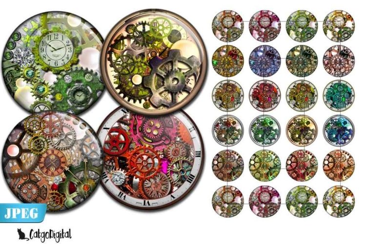 Steampunk gears printable circle images