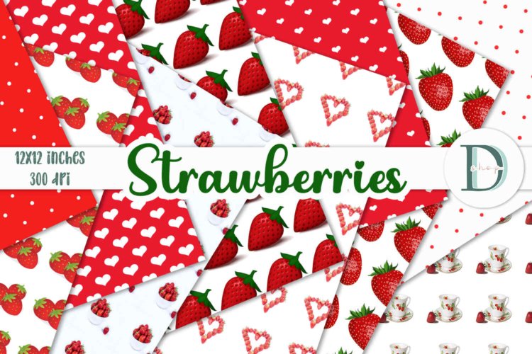 Strawberry Digital Scrapbook Papers For Printable