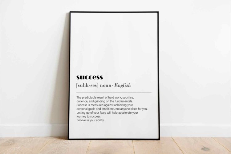 Success Definition Print Office Wall Art Success Poster