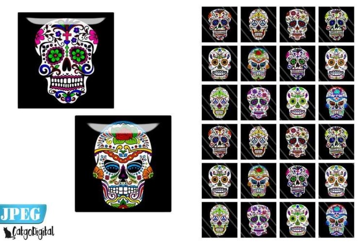 Sugar Skulls Square Digital printable images