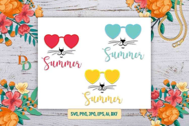 Summer Cool Cat with Sunglasses SVG File for Printable