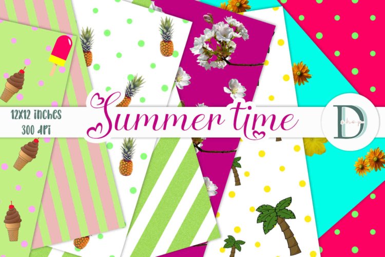 Summer Digital Scrapbooking Paper Summer Digital Download