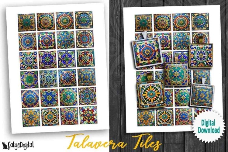 Talavera tiles printable squares Printable