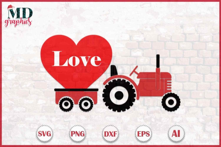 Tractor Love SVG Design for Valentine’s day