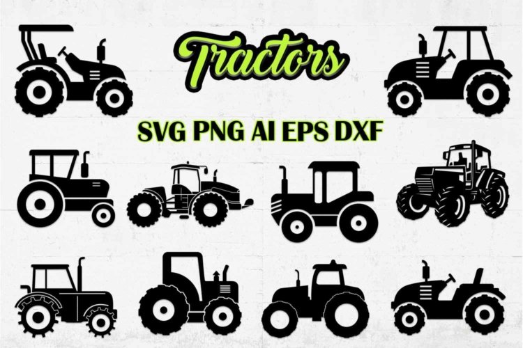Tractor Silhouettes Vector Files and Cliparts